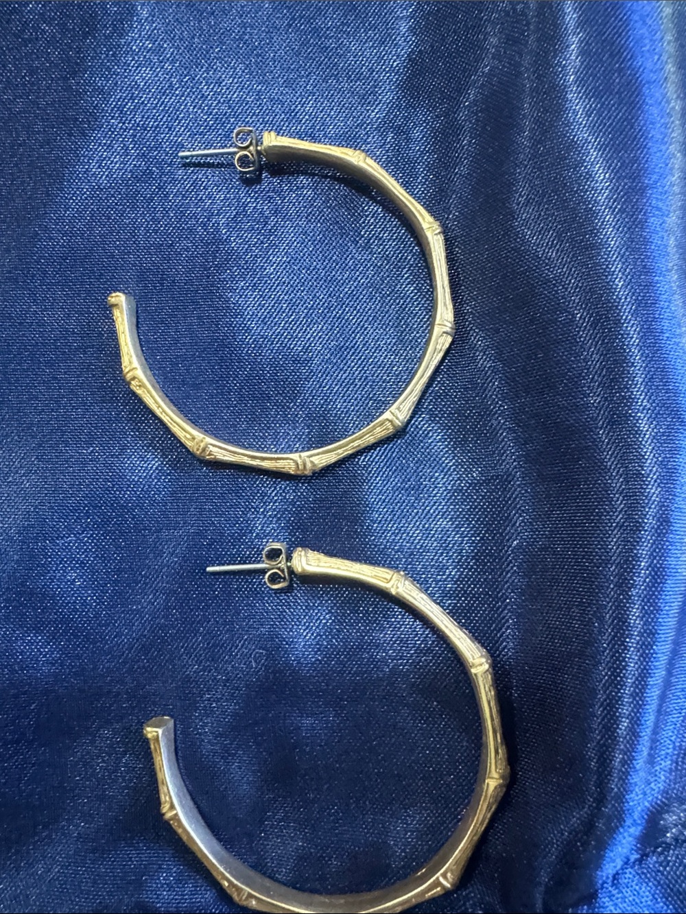 Gold Bamboo-Texture Hoop Earrings - Women Jewelry